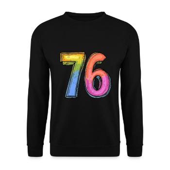 76 Nombre Coloré - Sweat-shirt Unisexe - noir - Devant - Alina (178cm) & Michal (187cm)