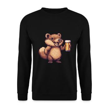 Beaver Pixel Beer - Unisex Sweatshirt - black - Front - Alina (178cm) & Michal (187cm)
