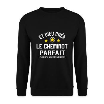 Super cheminot cadeau drôle humour homme - Sweat-shirt Unisexe - noir - Devant - Alina (178cm) & Michal (187cm)