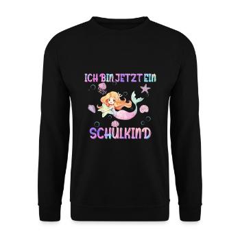 Schulkind Meerjungfrau Mädchen Einschulung - Unisex Pullover - Schwarz - Vorne - Alina (178cm) & Michal (187cm)
