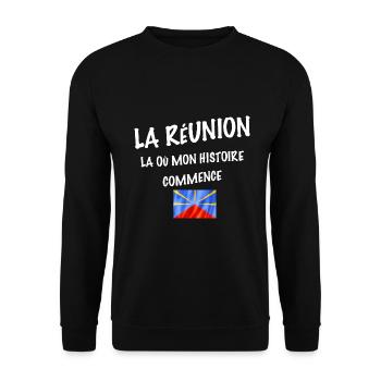 La Réunion mon histoire Mon Drapeau Cadeau Fierté - Sweat-shirt Unisexe - noir - Devant - Alina (178cm) & Michal (187cm)