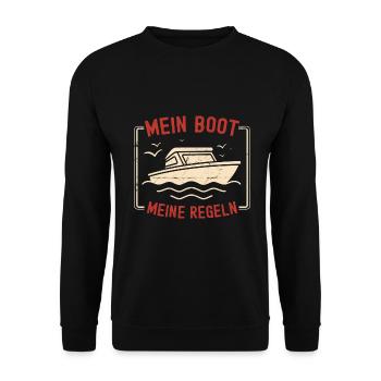 Bootsfahrer Bootfahren Boot Kapitän Kapitänsmütze - Unisex Pullover - Schwarz - Vorne - Alina (178cm) & Michal (187cm)