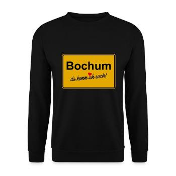 Bochum da komm ich wech - Unisex Pullover - Schwarz - Vorne - Alina (178cm) & Michal (187cm)
