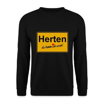 Herten da komm ich wech - Unisex Pullover - Schwarz - Vorne - Alina (178cm) & Michal (187cm)
