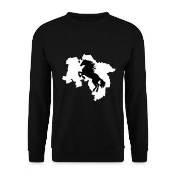 Lower Saxony Map and Horses Heraldic Animal - Unisex Sweatshirt - black - Front - Alina (178cm) & Michal (187cm)