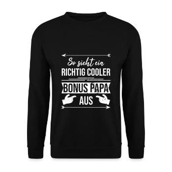 SO SIEHT EIN RICHTIG COOLER BONUS PAPA AUS - Unisex Pullover - Schwarz - Vorne - Alina (178cm) & Michal (187cm)