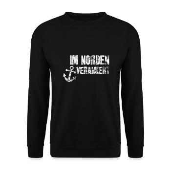 Im Norden Verankert - cooles nordisches Geschenk - Unisex Pullover - Schwarz - Vorne - Alina (178cm) & Michal (187cm)
