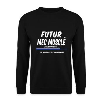 Futur mec musclé muscu musculation - Sweat-shirt Unisexe - noir - Devant - Alina (178cm) & Michal (187cm)