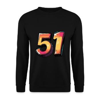 51 Zahl Bunt - Unisex Pullover - Schwarz - Vorne - Alina (178cm) & Michal (187cm)