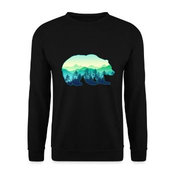 Jäger Bergsteiger Wanderer Bär - Unisex Pullover - Schwarz - Vorne - Alina (178cm) & Michal (187cm)