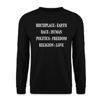 Ich bin Mensch - Unisex Pullover - Schwarz - Vorne - Alina (178cm) & Michal (187cm)
