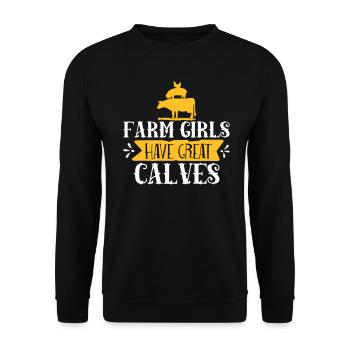 Farm Girl have great calves - Unisex Pullover - Schwarz - Vorne - Alina (178cm) & Michal (187cm)