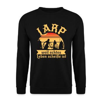 Geschenk LARP Schauspiel Rollenspiel Geburtstag - Unisex Pullover - Schwarz - Vorne - Alina (178cm) & Michal (187cm)