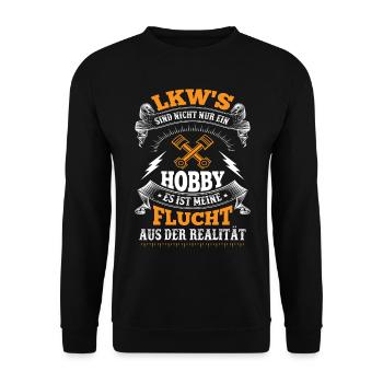Trucker LKW Fahrer Fernfahrer Brummi Geschenk - Unisex Pullover - Schwarz - Vorne - Alina (178cm) & Michal (187cm)