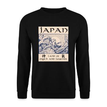 Japan History Demon Tsunami - Unisex Sweatshirt - black - Front - Alina (178cm) & Michal (187cm)