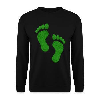 Grüner Fußabdruck - Unisex Pullover - Schwarz - Vorne - Alina (178cm) & Michal (187cm)