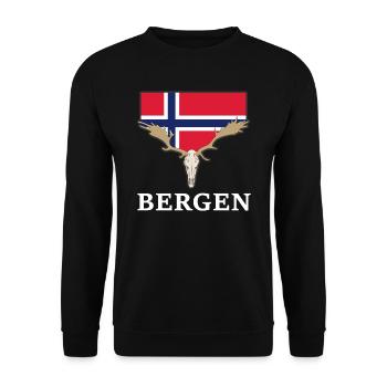 norway elk flag expedition mountains vacation - Unisex Sweatshirt - black - Front - Alina (178cm) & Michal (187cm)