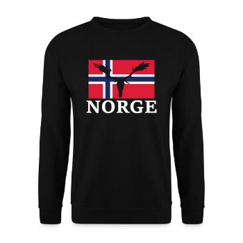 Norwegen Elch Flagge Expedition Oslo Urlaub - Unisex Pullover - Schwarz - Vorne - Alina (178cm) & Michal (187cm)