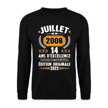 Cadeau d'anniversaire 14 Ans, Né en juillet 2008 - Sweat-shirt Unisexe - noir - Devant - Alina (178cm) & Michal (187cm)