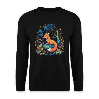 Fox Forest Moon Fable, conte de fées mythique - Sweat-shirt Unisexe - noir - Devant - Alina (178cm) & Michal (187cm)