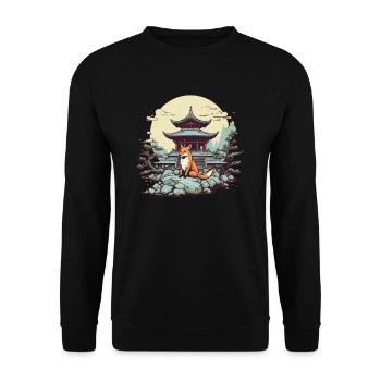 Fox Japan Inari Temple Kami Nippon Shinto - Unisex Sweatshirt - black - Front - Alina (178cm) & Michal (187cm)
