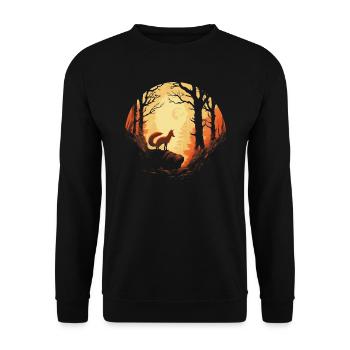 Fox Forest Moon Fable Mythical Fairy Tale - Unisex Sweatshirt - black - Front - Alina (178cm) & Michal (187cm)