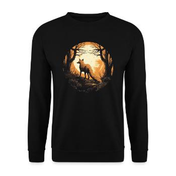 Fox Forest Moon Fable, conte de fées mythique - Sweat-shirt Unisexe - noir - Devant - Alina (178cm) & Michal (187cm)
