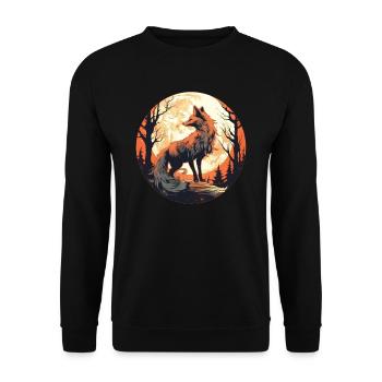 Fox Forest Moon Fable Mythical Fairy Tale - Unisex Sweatshirt - black - Front - Alina (178cm) & Michal (187cm)