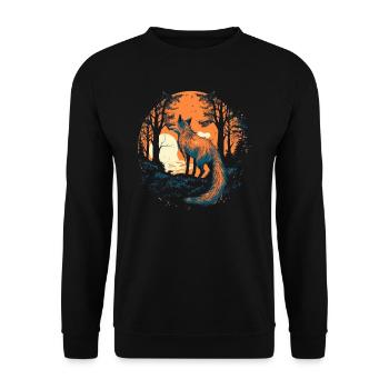 Fox Forest Moon Fable Mythical Fairy Tale - Unisex Sweatshirt - black - Front - Alina (178cm) & Michal (187cm)