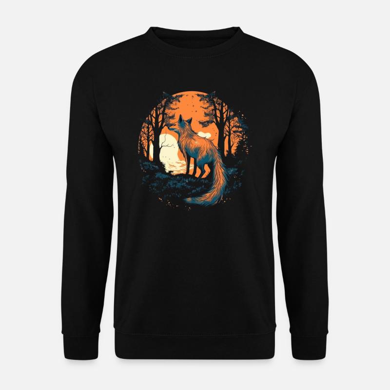 Fuchs Wald Mond Fabel Mythisch Märchen - Unisex Pullover - Schwarz