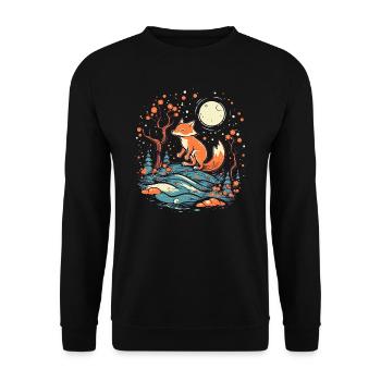 Fox Forest Moon Fable Mythical Fairy Tale - Unisex Sweatshirt - black - Front - Alina (178cm) & Michal (187cm)