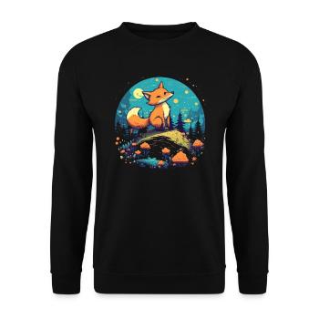 Fox Forest Moon Fable Mythical Fairy Tale - Unisex Sweatshirt - black - Front - Alina (178cm) & Michal (187cm)