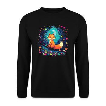 Fox Forest Moon Fable Mythical Fairy Tale - Unisex Sweatshirt - black - Front - Alina (178cm) & Michal (187cm)