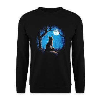Fox Forest Moon Fable Mythical Fairy Tale - Unisex Sweatshirt - black - Front - Alina (178cm) & Michal (187cm)