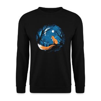Fox Forest Moon Fable Mythical Fairy Tale - Unisex Sweatshirt - black - Front - Alina (178cm) & Michal (187cm)