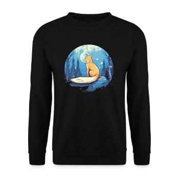 Fox Forest Moon Fable Mythical Fairy Tale - Unisex Sweatshirt - black - Front - Alina (178cm) & Michal (187cm)