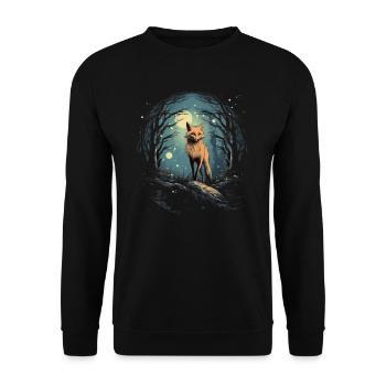 Fox Forest Moon Fable Mythical Fairy Tale - Unisex Sweatshirt - black - Front - Alina (178cm) & Michal (187cm)