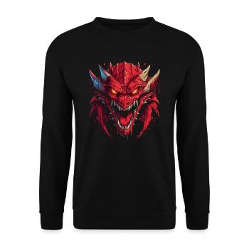 Drache mystisch Lindwurm Monster Ungeheuer Biest - Unisex Pullover - Schwarz - Vorne - Alina (178cm) & Michal (187cm)