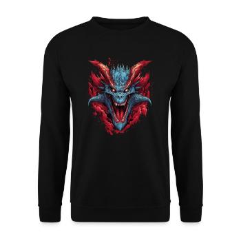 Drache mystisch Lindwurm Monster Ungeheuer Biest - Unisex Pullover - Schwarz - Vorne - Alina (178cm) & Michal (187cm)