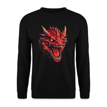 Drache mystisch Lindwurm Monster Ungeheuer Biest - Unisex Pullover - Schwarz - Vorne - Alina (178cm) & Michal (187cm)