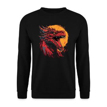 Drache mystisch Lindwurm Monster Ungeheuer Biest - Unisex Pullover - Schwarz - Vorne - Alina (178cm) & Michal (187cm)
