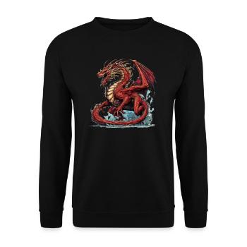 Drache mystisch Lindwurm Monster Ungeheuer Biest - Unisex Pullover - Schwarz - Vorne - Alina (178cm) & Michal (187cm)