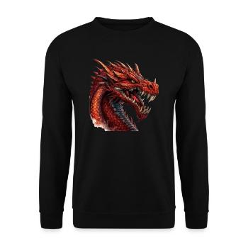 Drache mystisch Lindwurm Monster Ungeheuer Biest - Unisex Pullover - Schwarz - Vorne - Alina (178cm) & Michal (187cm)