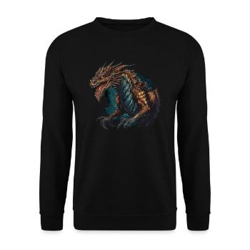 Drache mystisch Lindwurm Monster Ungeheuer Biest - Unisex Pullover - Schwarz - Vorne - Alina (178cm) & Michal (187cm)