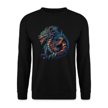 Drache mystisch Lindwurm Monster Ungeheuer Biest - Unisex Pullover - Schwarz - Vorne - Alina (178cm) & Michal (187cm)