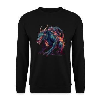 Drache mystisch Lindwurm Monster Ungeheuer Biest - Unisex Pullover - Schwarz - Vorne - Alina (178cm) & Michal (187cm)