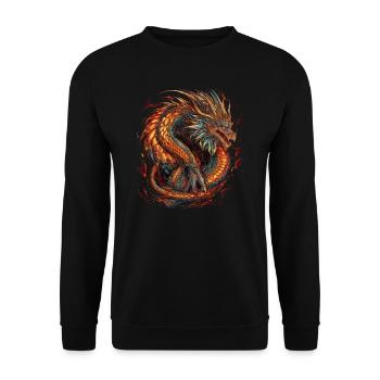 Drache mystisch Lindwurm Monster Ungeheuer Biest - Unisex Pullover - Schwarz - Vorne - Alina (178cm) & Michal (187cm)