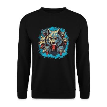 Dog Wolf Werewolf Cerberus Hellhound myth - Unisex Sweatshirt - black - Front - Alina (178cm) & Michal (187cm)
