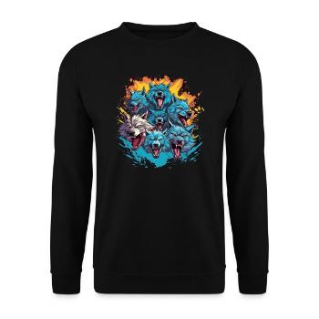 Dog Wolf Werewolf Cerberus Hellhound myth - Unisex Sweatshirt - black - Front - Alina (178cm) & Michal (187cm)
