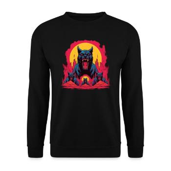 Dog Wolf Werewolf Cerberus Hellhound myth - Unisex Sweatshirt - black - Front - Alina (178cm) & Michal (187cm)
